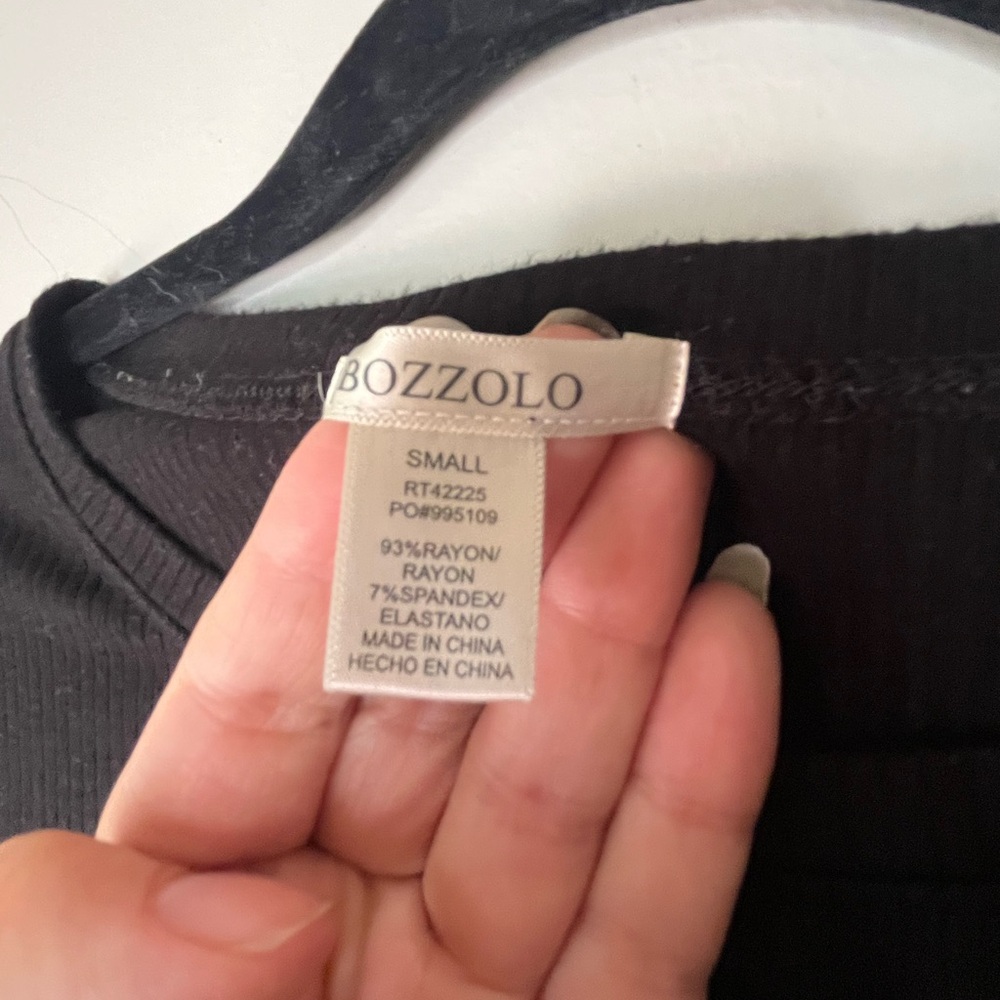 Bozzolo Black Ribbed Short Sleeve Crop Top Women’s Size Small - Picture 2 of 4